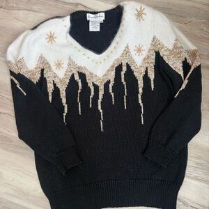 Black and Gold Snowflake Sweater